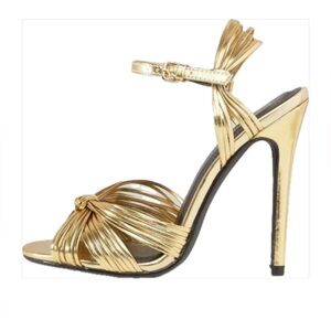 AKIRA Gold Strappy Heels for Special Occasions